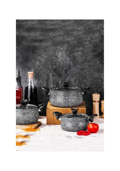 Taç Ultra Granit 3'lü Güveç Seti 3410 Gri