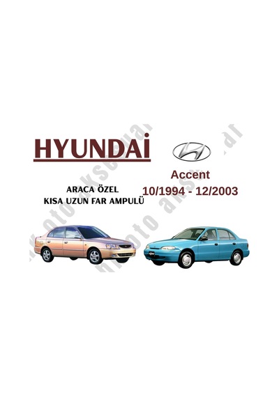 Hyundai Accent 1994 - 2004 Araca Özel Kısa Uzun Far Ampulü H4