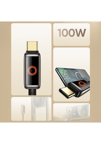 Mcdodo CA-6650 6A Usb Type-C Halo Solunum Işıklı Şarj Kablosu 1.2 M Siyah