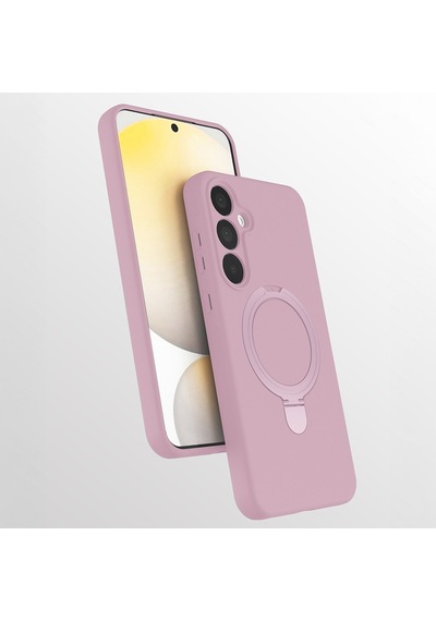 Samsung Galaxy A17 Uyumlu Standlı Magesafe Silikon Kılıf Pembe