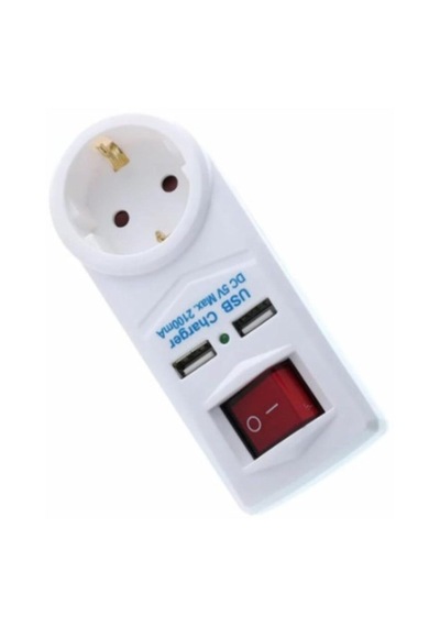 Tekli Akım Korumalı Priz Anahtarlı 3500w 2 Adet Usb 2.1 Amper Usb