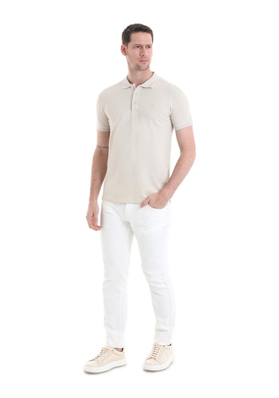 Hatemoğlu 3536etc22c02 Regular Fit Pamuk Polo Yaka Erkek Tişört Bej