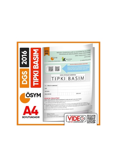 2016 DGS Sayısal - Sözel ÖSYM Tıpkı Basım Çıkmış Soru Deneme Kitapçığı (Video Çözümlü Türkiye Geneli)