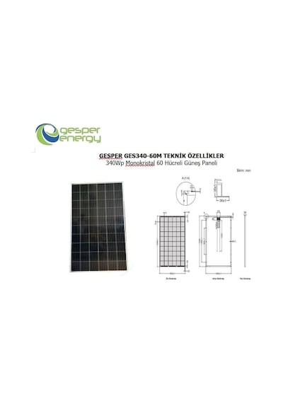 Gesper Energy 340w Watt Monokristal Güneş Paneli