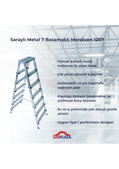 Sanplaza Saraylı Metal 7 Basamaklı Çift Çıkışlı Merdiven 1207 7+7