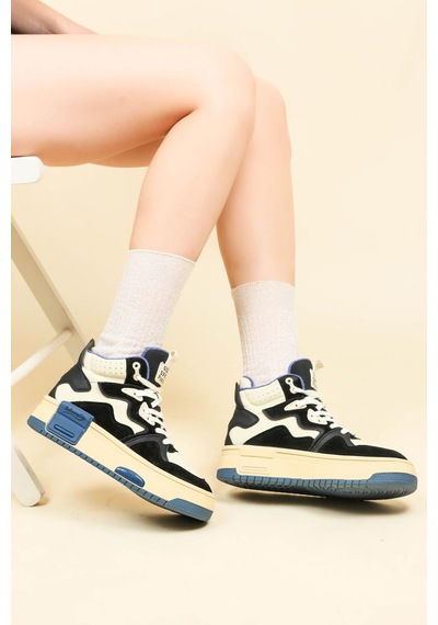 Guja Garnili Kalın Taban Sneakers Siyah-6015-siyah Siyah