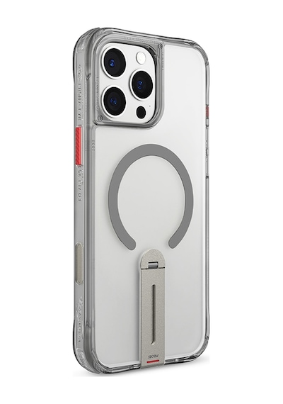 Apple Uyumlu iPhone 16 Pro Max Kılıf Magsafe 360 Dönebilen Standlı Skinarma Helix Kapak Titanyum