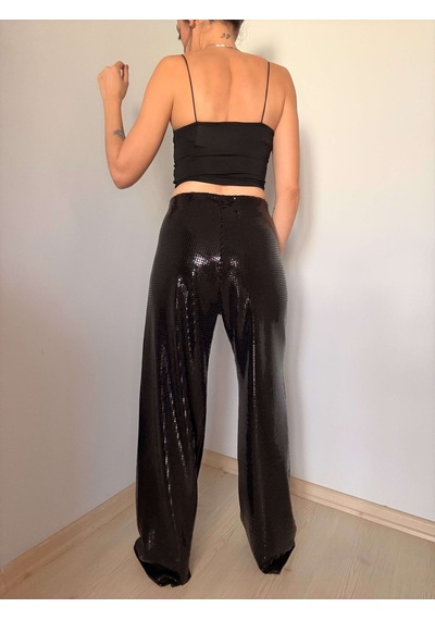 Gecce Siyah Işıltılı Pantolon siyah
