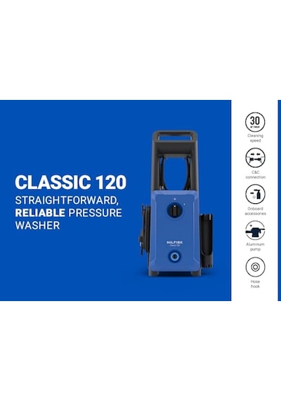 Classic Yüksek Basınçlı Yıkama Makinesi 120 Bar - Teraslar, Arabalar Ve Dış Mekan Temizliği İçin Kullanımı Kolay 1600 W