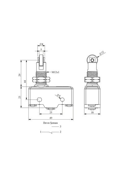 Emas Mn1mum8 Mini Siviç Eksene Dik Pimli Metal Makaralı