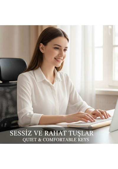 Premium Gold Klavye Mouse Seti - Sessiz Kablosuz Mini - Altın Serisi Optik