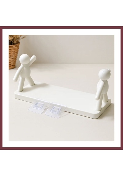Storeşahin Tutacaklı Yapışkanlı Plastik Etejer Raf 13.5x33 Cm Beyaz Shn0720