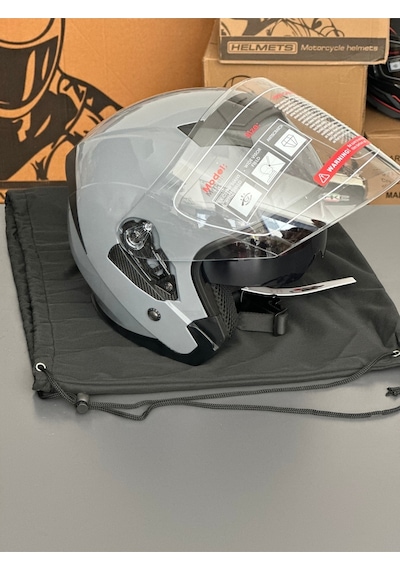 Motokaskk Güneş Gözlüklü Jk Güneş Gözlüklü Yarım Kask / Ece Sertifikalı / Nardo Gri Gri