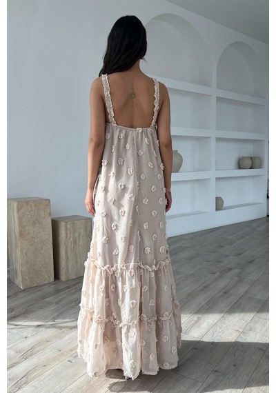 Fashion Cocktail Fırfır Askılı Kumaş Çiçekli Astırlı Maxi Yazlık Bohem Sahil Tatil Elbise Camel Fashion Cocktail Fırfır Askılı Kumaş Çiçekli Astırlı Maxi Yazlık Bohem Sahil Tatil Elbise Camel