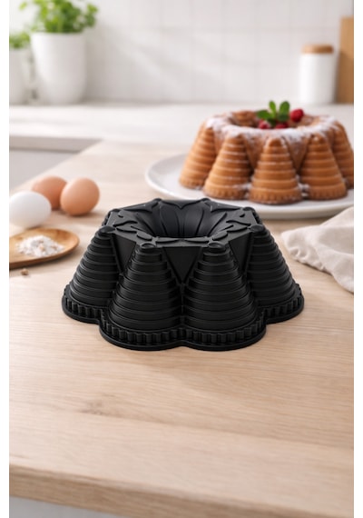 Zera Döküm Kek Kalıbı 25cm Siyah Siyah