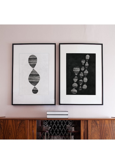 Soyut Sanat 2'li Set, Soyut Sanat İskandinav Posterleri Sanat Modern Sanat Siyah Beyaz Çağdaş Sanat