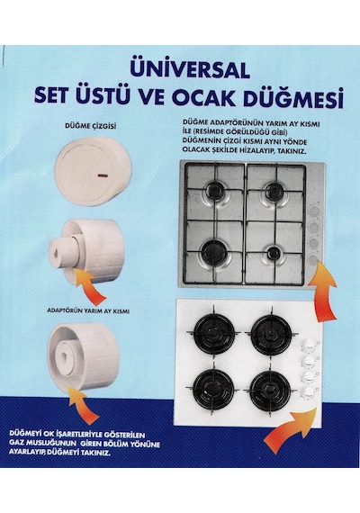 İnci İle Uyumlu Düğme 4 Lü Takımı Ankastre Set Üstü Ocak Düğmesi - Tip 3 Siyah Yaysız Görselle Eşl
