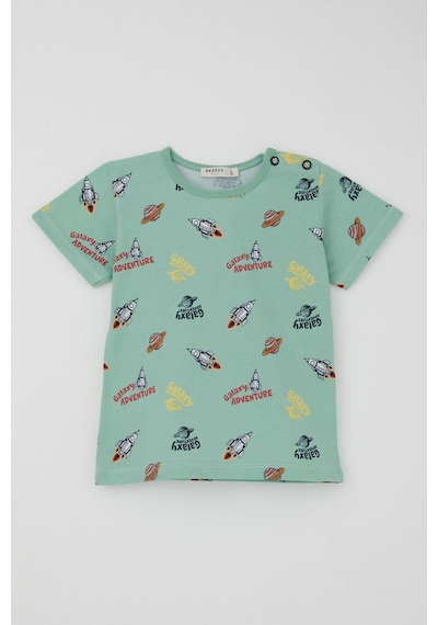 Breeze Erkek Bebek Şortlu Pijama Takımı Galaksi Macerası Temalı 9 Ay-3 Yaş, Su Yeşili