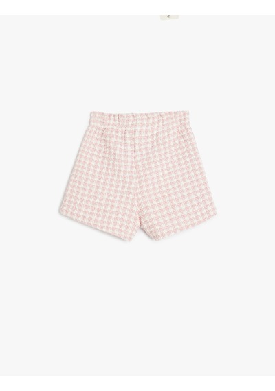 Koton Tüvit Şort Beli Lastikli Cep Detaylı Pembe Ekose 5wmg40013aw Pembe Ekoseli Pembe