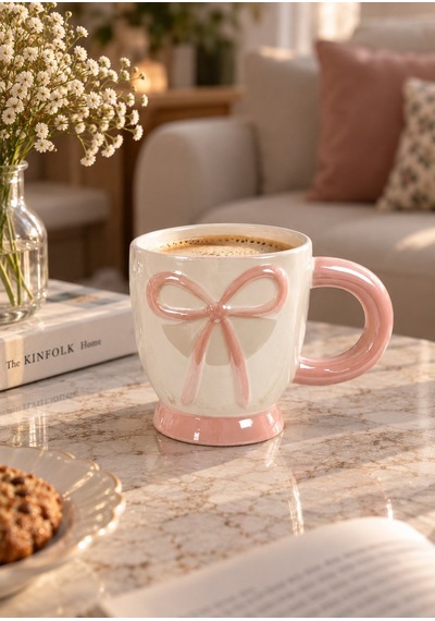 Perle Lüsterli Pembe Porselen Kupa 440 Ml-7748 Çok Renkli