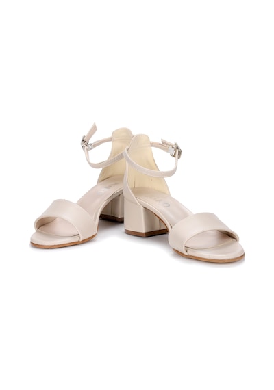 Kiko Kids Sheila Cilt Günlük Kız Çocuk 4 Cm Topuklu Sandalet Abiye Ayakkabı Ten Ten