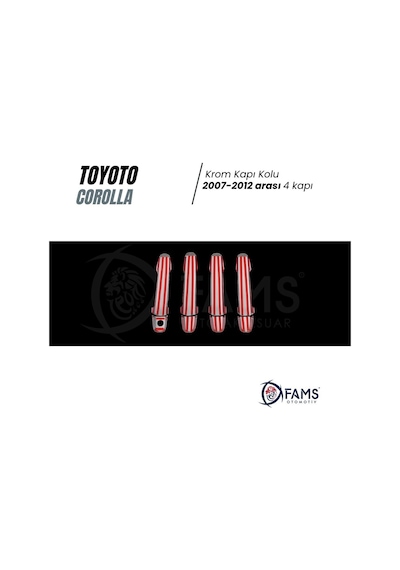 Toyota Corolla Uyumlu Krom Kapı Kolu 4 Kapı 2007-2012 P.çelik