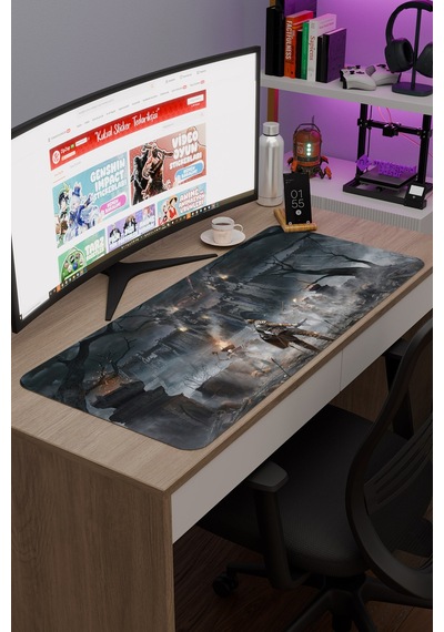 Demon's Souls Kaymaz Dikişli Kauçuk Oyuncu Mousepad V1 - 90x40 Xxl Gaming Mouse Pad Fare Altlığı