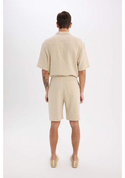 DeFacto %100 Pamuk Relax Fit Müslin Cepli Basic Düz Bermuda Şort C7589AX25SMBG695