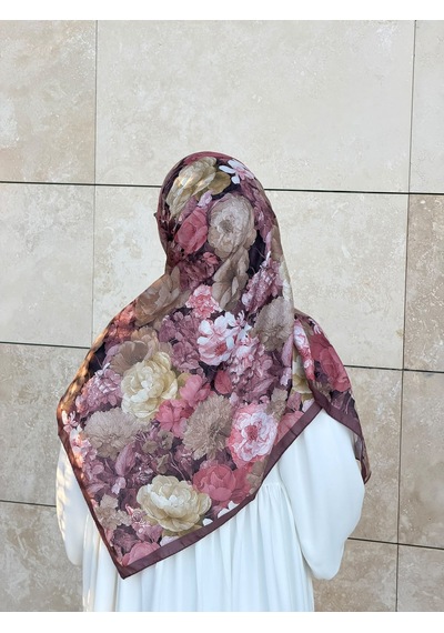 Qalortex Scarf Pamuklu Gonca Desen Eşarp - Gül Kurusu