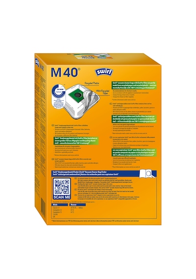 Swirl M 40/10 EcoPor Siemens ve Bosch Uyumlu Elektrikli Süpürgeler için Toz Torbası EcoPor-Filter