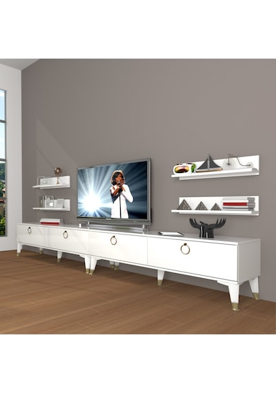 Decoraktiv Eko 360r Mdf Gold Tv Ünitesi Tv Sehpası Parlak Beyaz Decoraktiv Eko 360r Mdf Gold Tv Ünitesi Tv Sehpası Parlak Beyaz