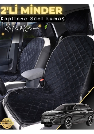 Mg Zs Uyumlu 2'li Süet Oto Koltuk Minderi Tam Koruma Universal Oto Koltuk Kılıfı A2 Siyah