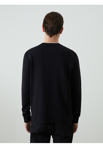 Lcwaıkıkı Classic Siyah Bisiklet Yaka Uzun Kollu Erkek Sweatshirt