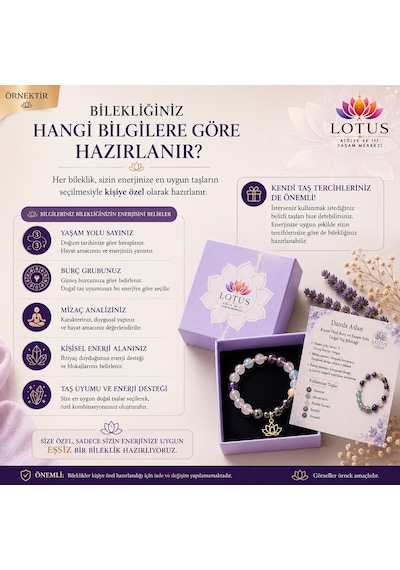 Kişiye Özel Doğal Taş Bileklik Burç, Yaşam Yolu & Enerji Analizine Özel Tasarım Seri