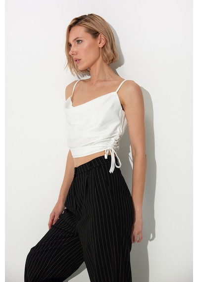 Sherin Beyaz Yanları Büzgülü Askılı Büstiyer SS23CT4735BE-BEYAZ