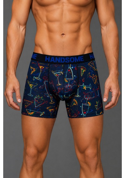 Brem Handsome Kokteyl Desenli Erkek Boxer Çok Renkli