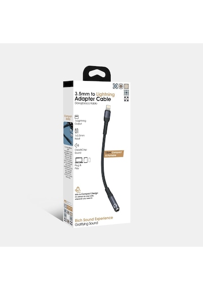 3.5 Mm To Lightning Çevirici Dönüştürücü Ses Aktarıcı Kablo 12 Cm Aux Lightning Çevirici
