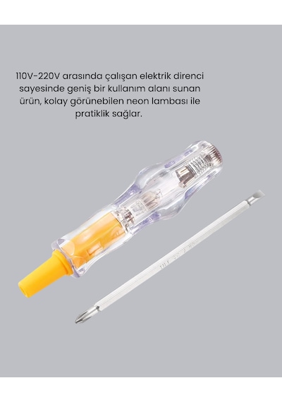Elektrik Test Kalemi Neon Işıklı Nikel Kaplama 110-220v Dirençli - Lisinya