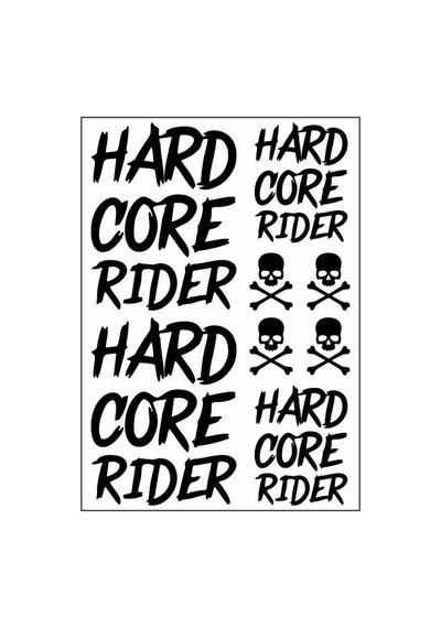 A4 Sticker 122 Tek Paket Çoklu Sticker Hard Core Rider Siyah Standart