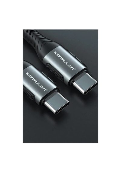Konfulon Dc43 Type-c To Type-c 1m Örgü 60w Hızlı Şarj Kablo - Siyah Belirtilmemiş