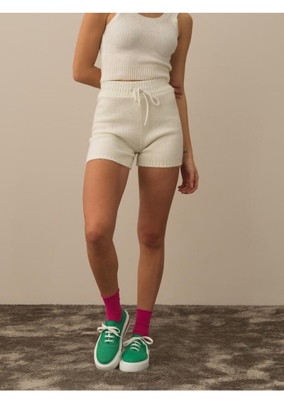 Xint Kırık Beyaz Lüks Pamuk Dokulu Regular Fit Şort 850916