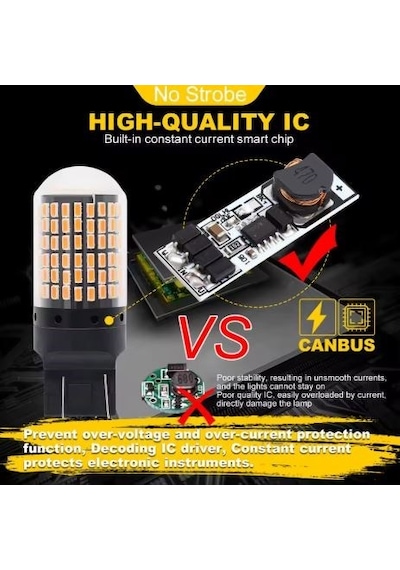 T20 Turuncu 7443 Canbus 144 Led Oto Gündüz Led Araba Sinyal Ampül 2 Adet 2 Adet