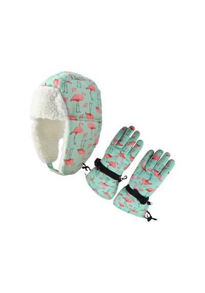 Petityu Su Geçirmez Kız Çocuk Bere Eldiven Set Mint Pembe Flamingo Desenli Kayak Snowboard 4-8 Yaş Mint Petityu Su Geçirmez Kız Çocuk Bere Eldiven Set Mint Pembe Flamingo Desenli Kayak Snowboard 4-8 Yaş Mint
