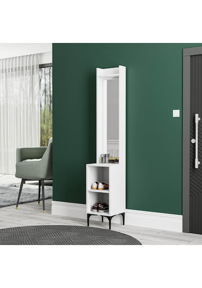 5040 Royal 2 Raflı Aynalı Portmanto Modülü Beyaz