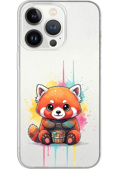 Apple Uyumlu iPhone 13 Pro İle  Splash Tilki Tasarımlı Şeffaf Silikon Kılıf 051k