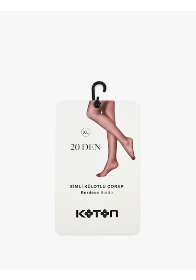 Koton Simli 20 Den Metalik İplik Detaylı Külotlu Çorap Bordo 7wak81120aa