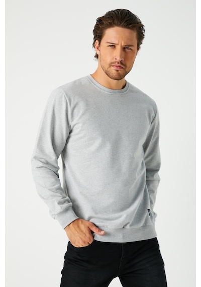 Comeor Erkek Gri Basic Bisiklet Yaka Regular Fit Normal Kesim 2 İplik Sweatshirt Gri