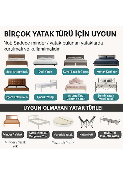 Miralay Yeni Nesil Yatak Bariyeri 180 CM Gri Yıldız