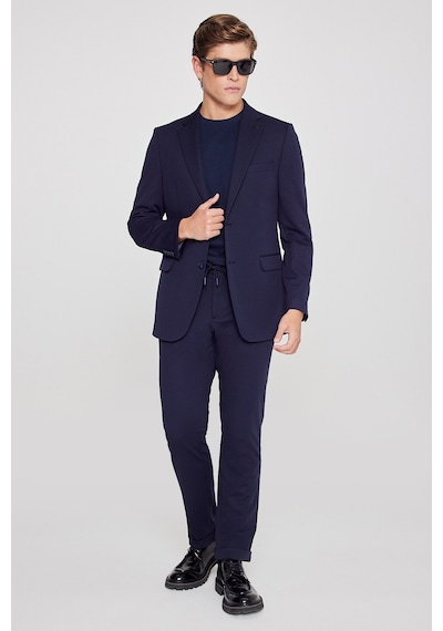 AC&Co / Altınyıldız Classics Erkek Lacı Slim Fit Dar Kesim Mono Yaka Beli Bağlamalı Kapak Cepli Esnek Takım Elbise Lacı