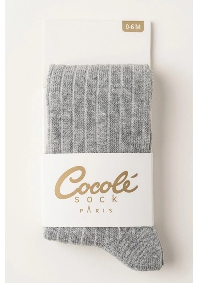 Cocole Socks Kız Bebek Külotlu Çorabı Pamuklu Gri Derby Çizgili 0-24 Ay